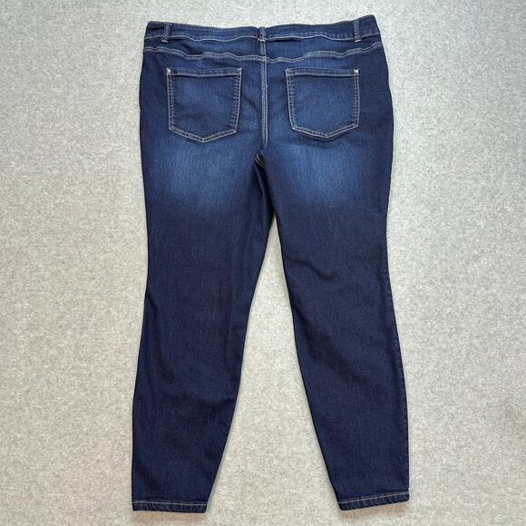 EVERflex Jeans High-Rise Skinny WMNS 20w Short Blue Dark Wash Denim Plus Cotton - Picture 3 of 9
